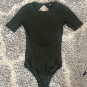 Forest green open back body suit